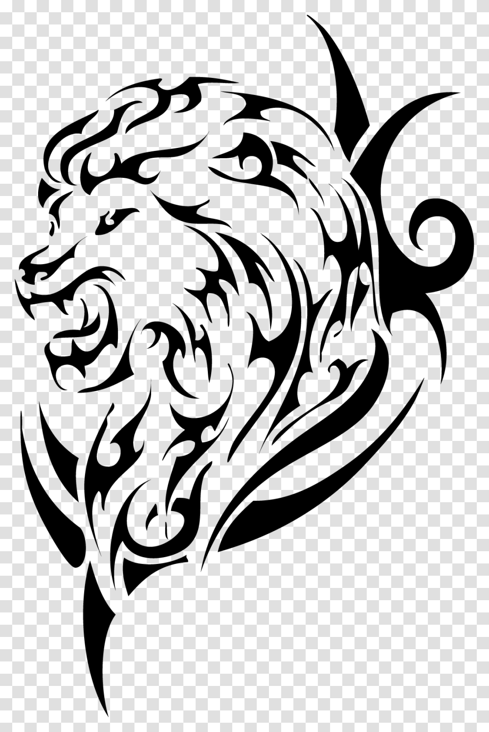 Cliparts For Free Download Tribal Lion Tattoo Design, Gray, World Of Warcraft Transparent Png
