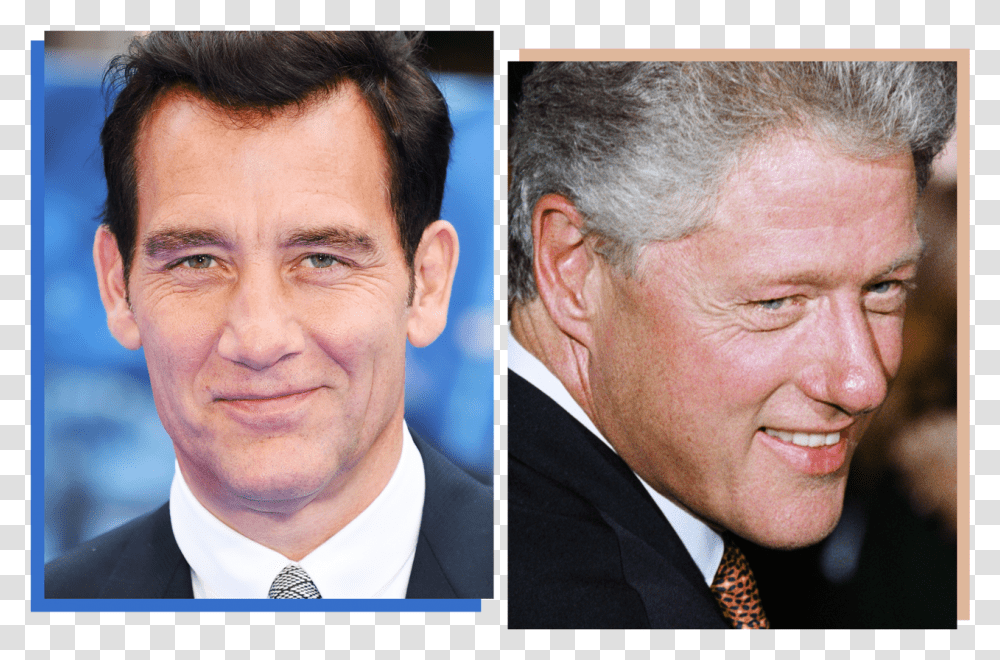 Clive Owen And Bill Clinton, Face, Person, Tie, Accessories Transparent Png