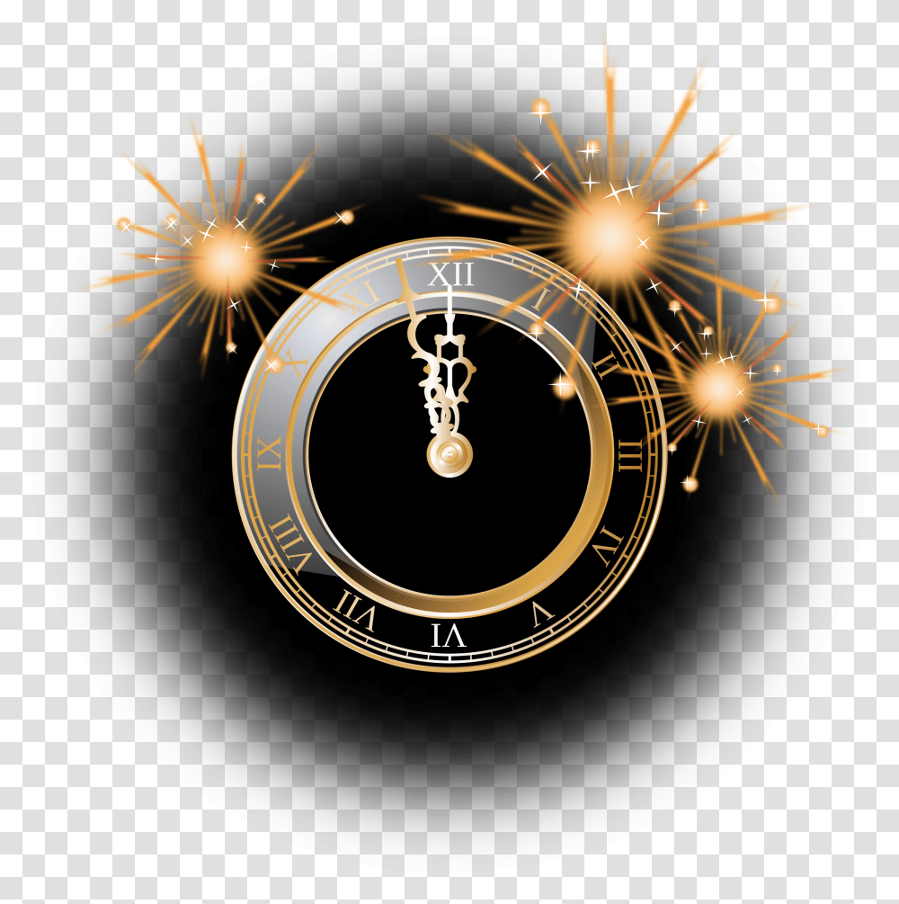Clock Firework Silvester Twelve Free Vector Graphic On Pixabay Celebration New Year 2020, Chandelier, Lamp, Compass, Gold Transparent Png