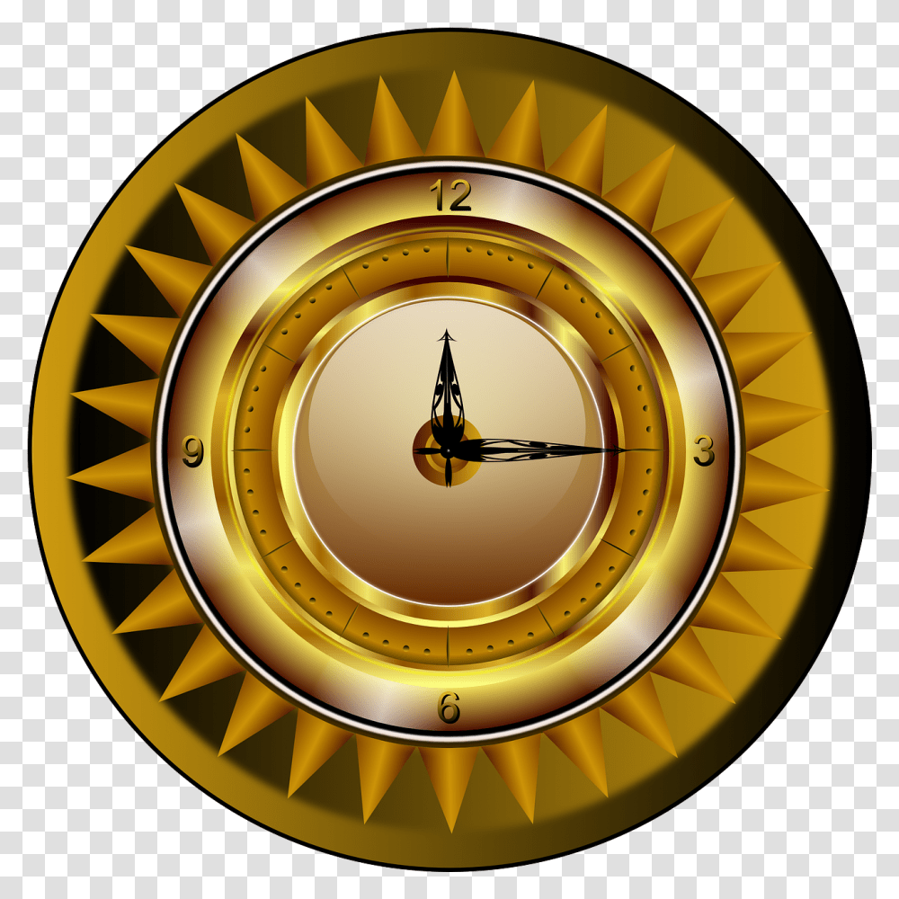 Clock Gold Watch, Compass, Analog Clock, Sundial Transparent Png