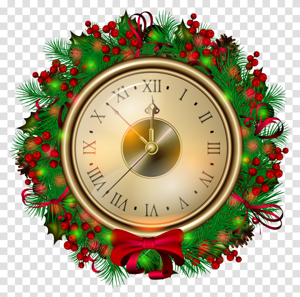 Clock Pic Christmas Wreath Door, Clock Tower, Architecture, Building, Compass Transparent Png