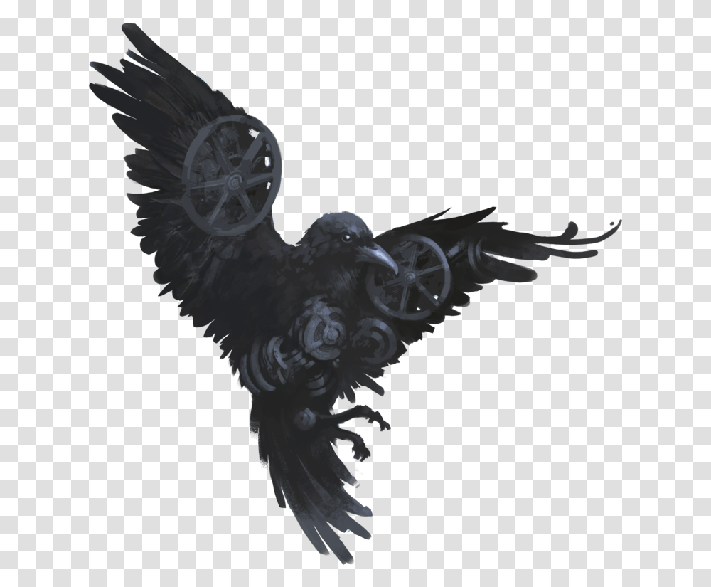 Clockwork Raven Tattoo, Animal, Bird, Eagle Transparent Png