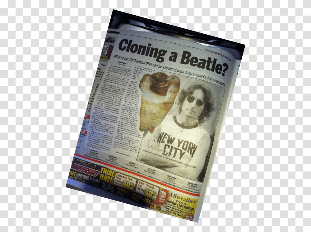 Cloning Lennon John Lennon New York City, Newspaper, Sunglasses, Accessories Transparent Png