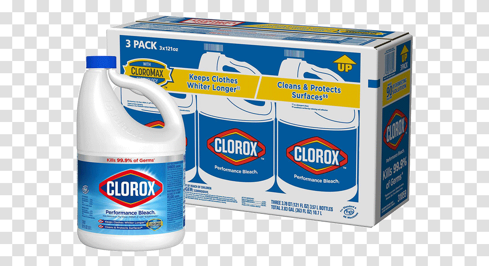 Clorox Performance Bleach 121 Oz 3 Ct, Label, Toothpaste Transparent Png