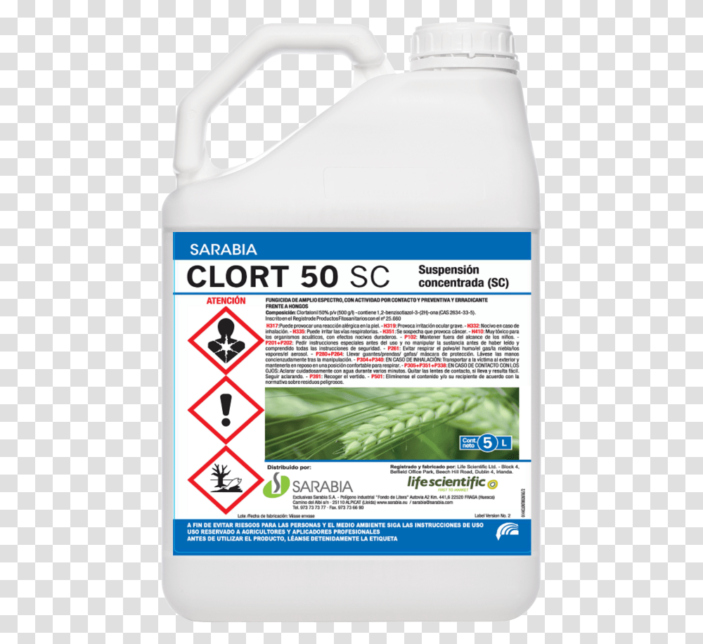 Clort 50 Sc Plastic Bottle, Label, Beverage, Swimwear Transparent Png