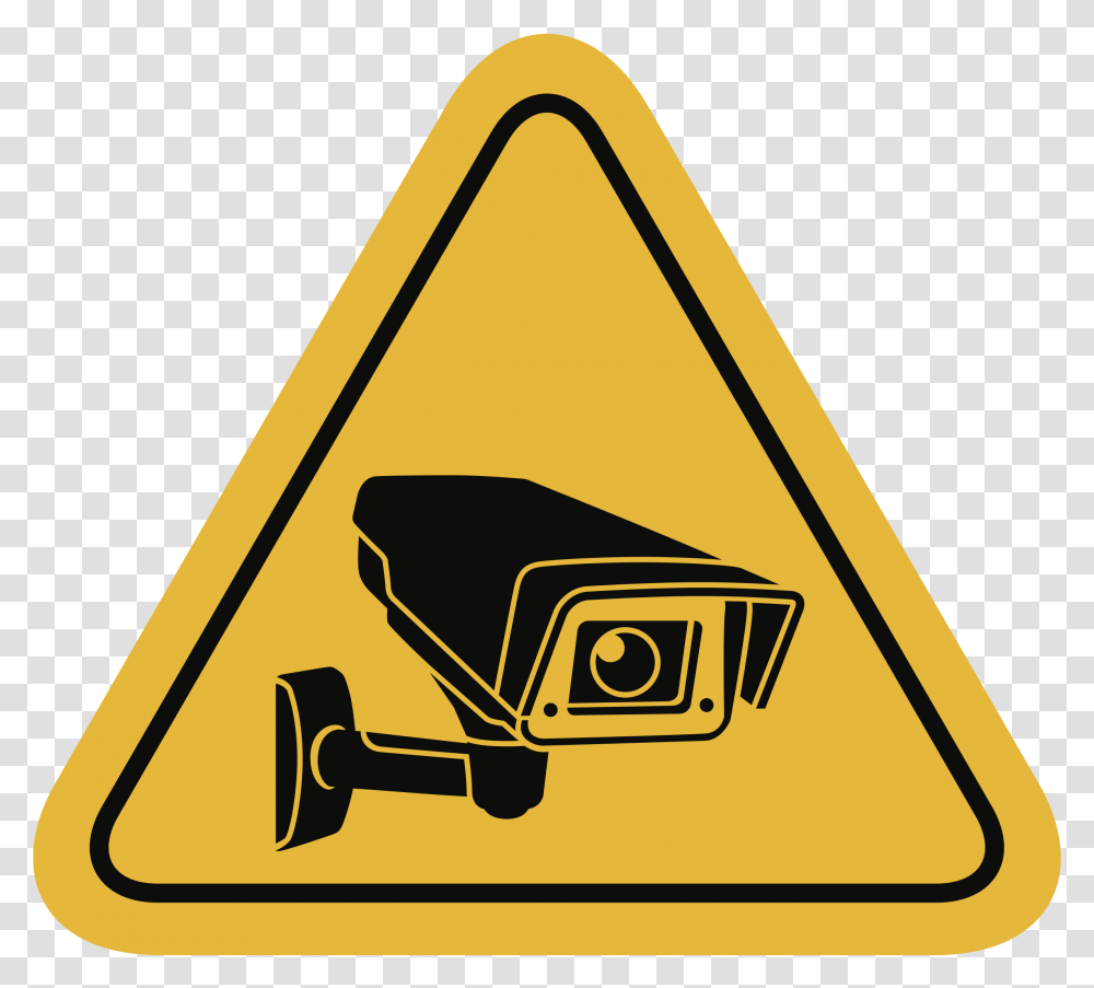 Closed Circuit Television Surveillance Video Cameras Yellow Security Camera Icon, Symbol, Sign, Triangle, Road Sign Transparent Png