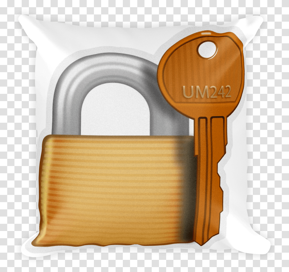 Closed Lock With Key Download Lock And Key Emoji, Cushion, Pillow, Crib, Furniture Transparent Png