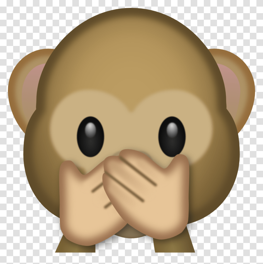 Closed Mouth Monkey Emoji, Plush, Toy, Animal, Mammal Transparent Png