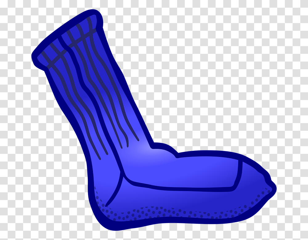 Clothes Sock Stocking One Blue Sock Clipart, Shoe, Footwear, Apparel Transparent Png