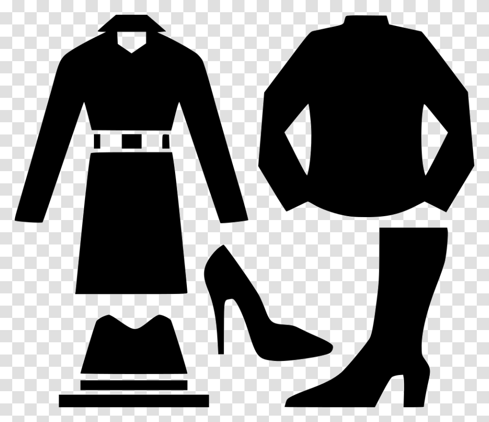 Clothingstandingblack And Artstyleformal Wearlittle Black And White Clothes, Apparel, Shoe, Footwear, High Heel Transparent Png