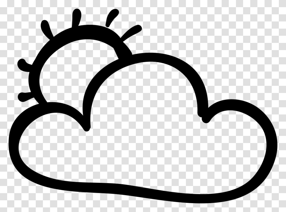 Cloud And Sun Hand Drawn Outlines Icon Free Download, Stencil, Sunglasses, Accessories, Accessory Transparent Png