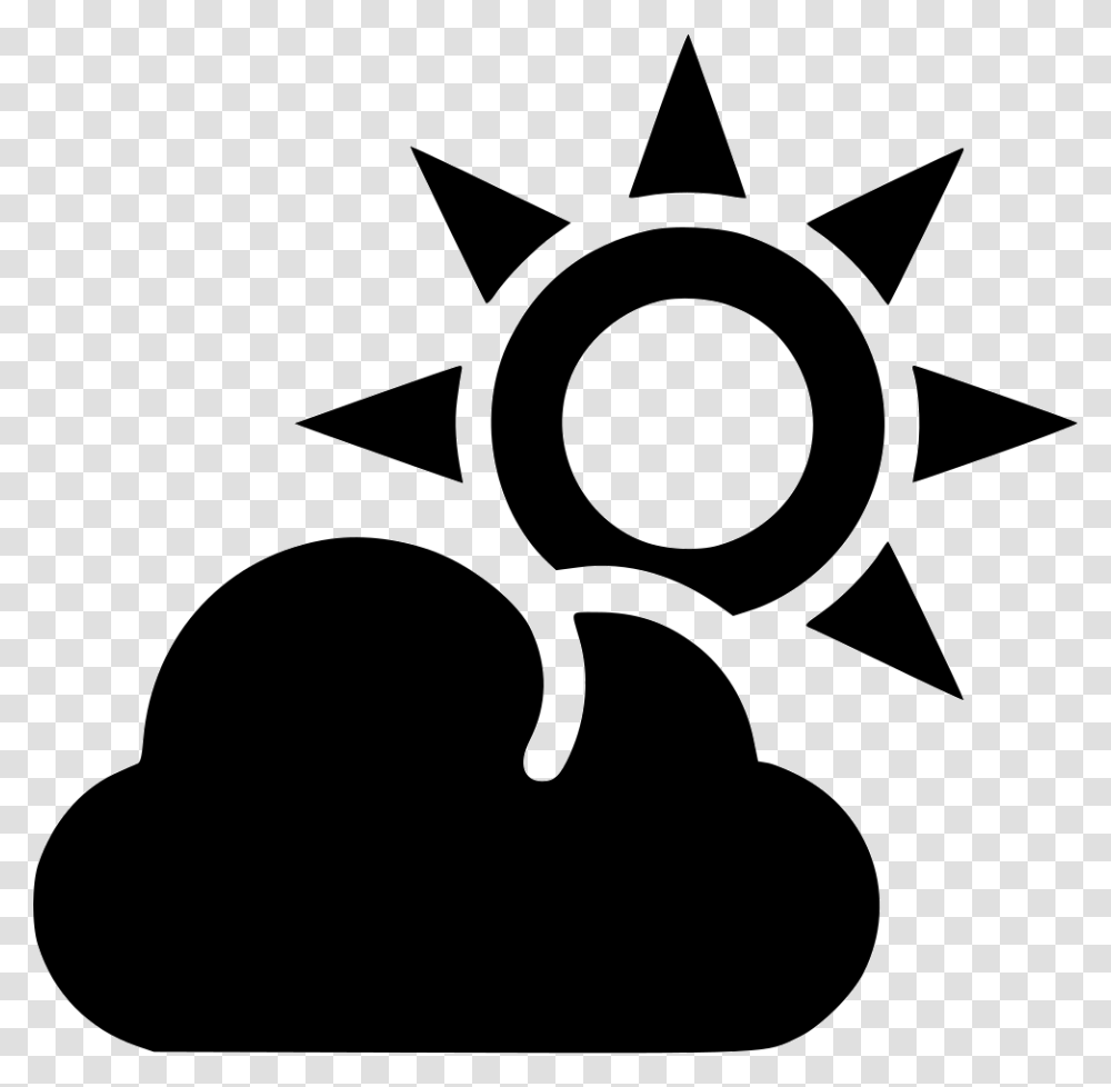 Cloud And Sun Outline Black Sun, Star Symbol, Silhouette, Cross Transparent Png