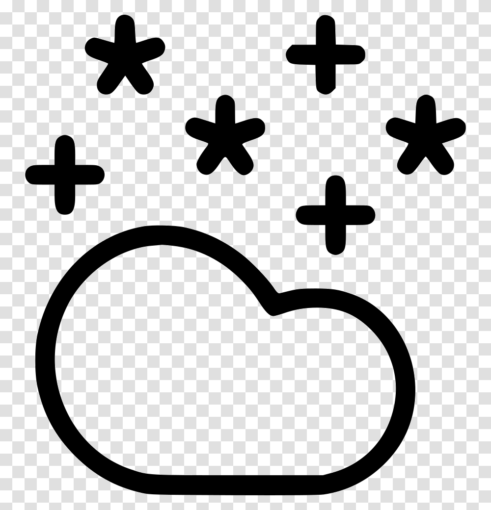 Cloud Cloudy Night Star Stars Icon Free Download, Stencil, Heart, White Transparent Png