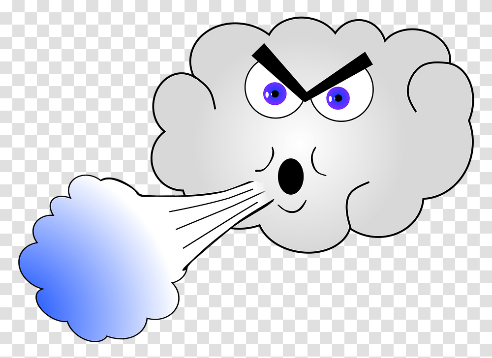 Cloud Cold Wind Free Image On Pixabay Weather Cartoon, Plant, Stencil, Flower, Blossom Transparent Png