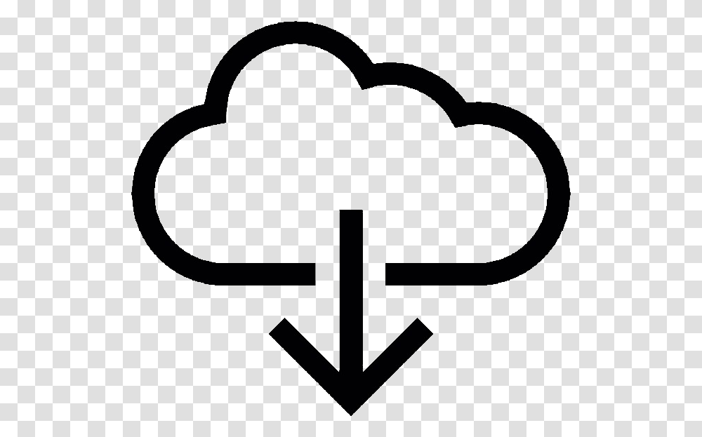 Cloud Download Icon, Cross, Hook, Stencil Transparent Png