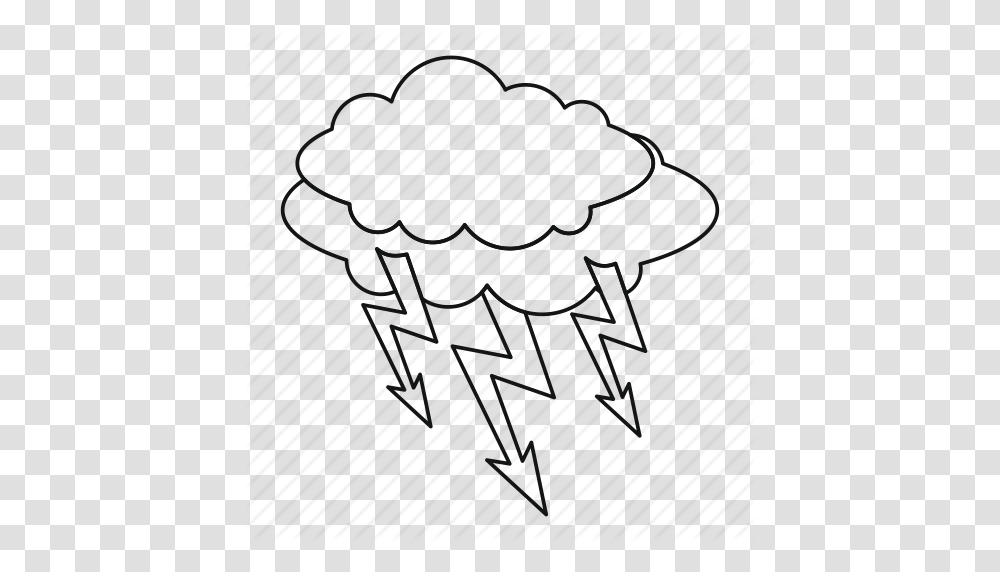 Cloud Lightning Line Outline Storm Thin Thunder Icon, Plant, Plot Transparent Png