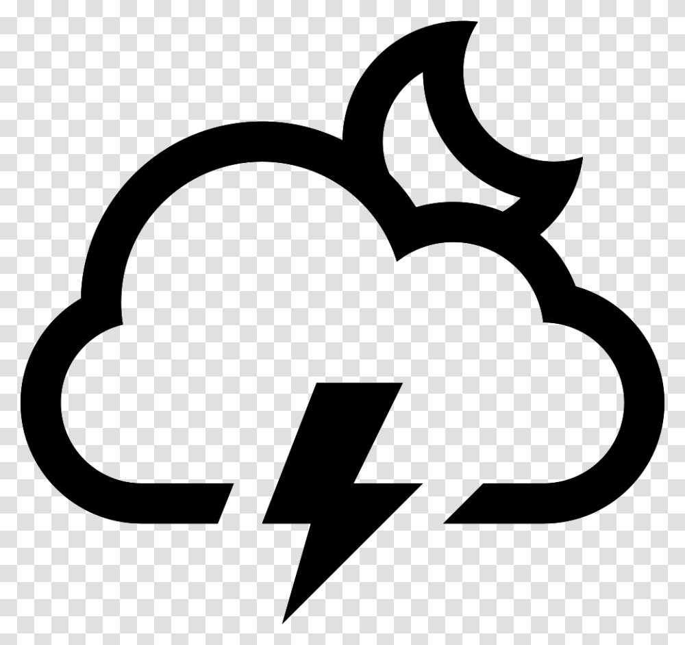 Cloud Lightning Moon Cloud With Lightning Icon, Logo, Trademark, Stencil Transparent Png