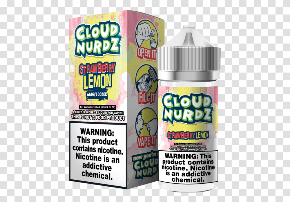Cloud Nurdz Strawberry Lemon Iced, Label, Bottle, Flyer Transparent Png