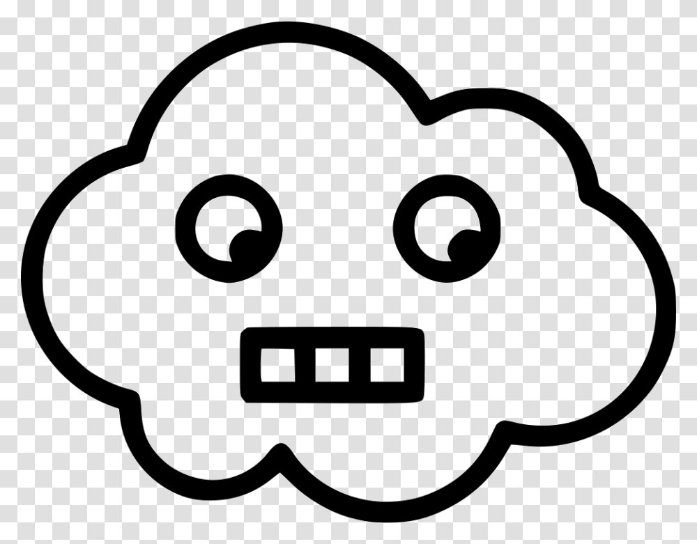 Cloud Scared Shocked Cloud With Face, Stencil, Pac Man Transparent Png