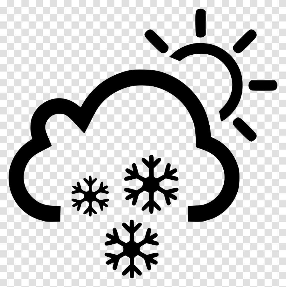 Cloud Snow Snowing Sun Sunny Sun And Thunder Icon, Stencil, Lawn Mower, Tool Transparent Png