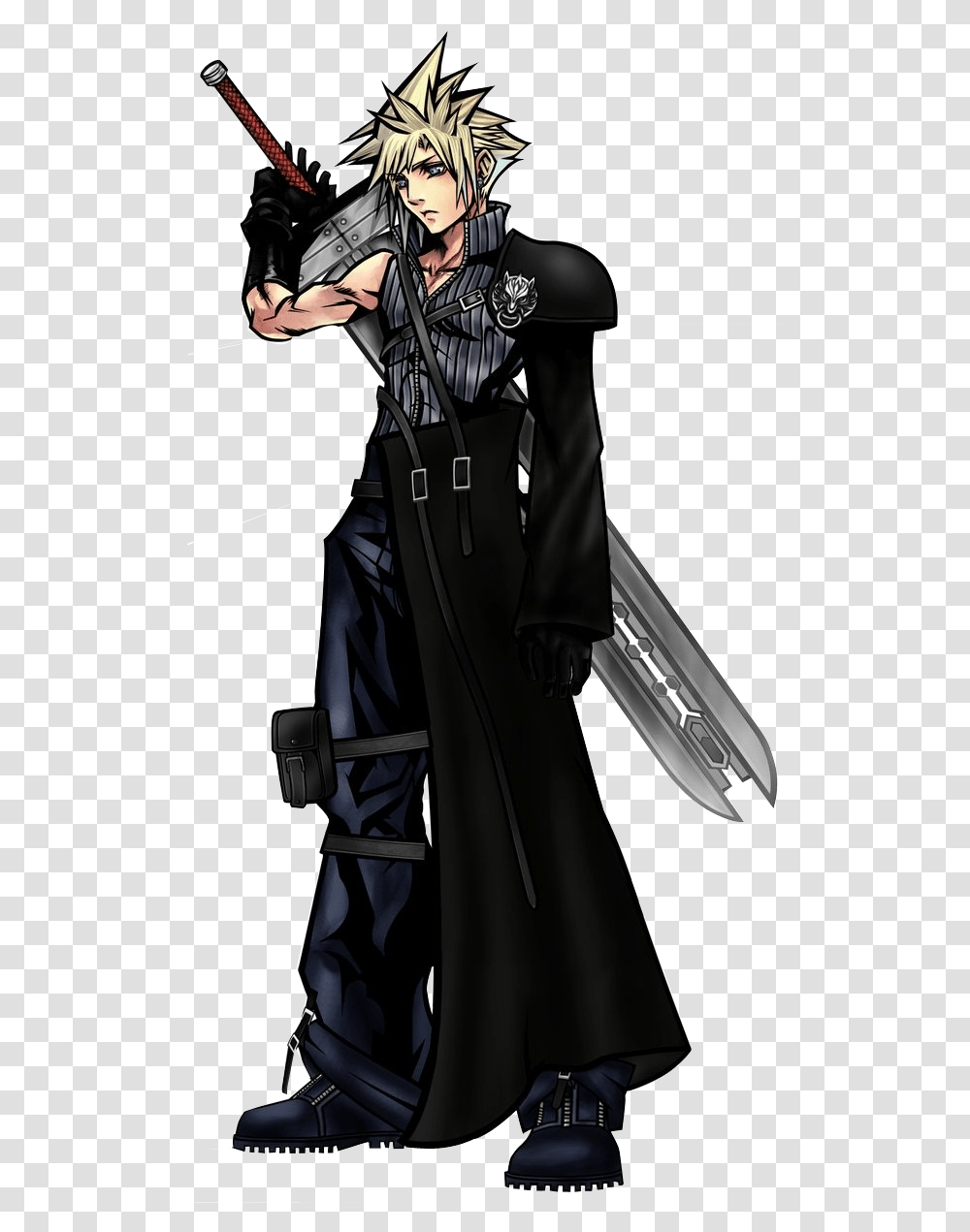 Cloud Strife Cloud Advent Children Art, Clothing, Person, Coat, Overcoat Transparent Png