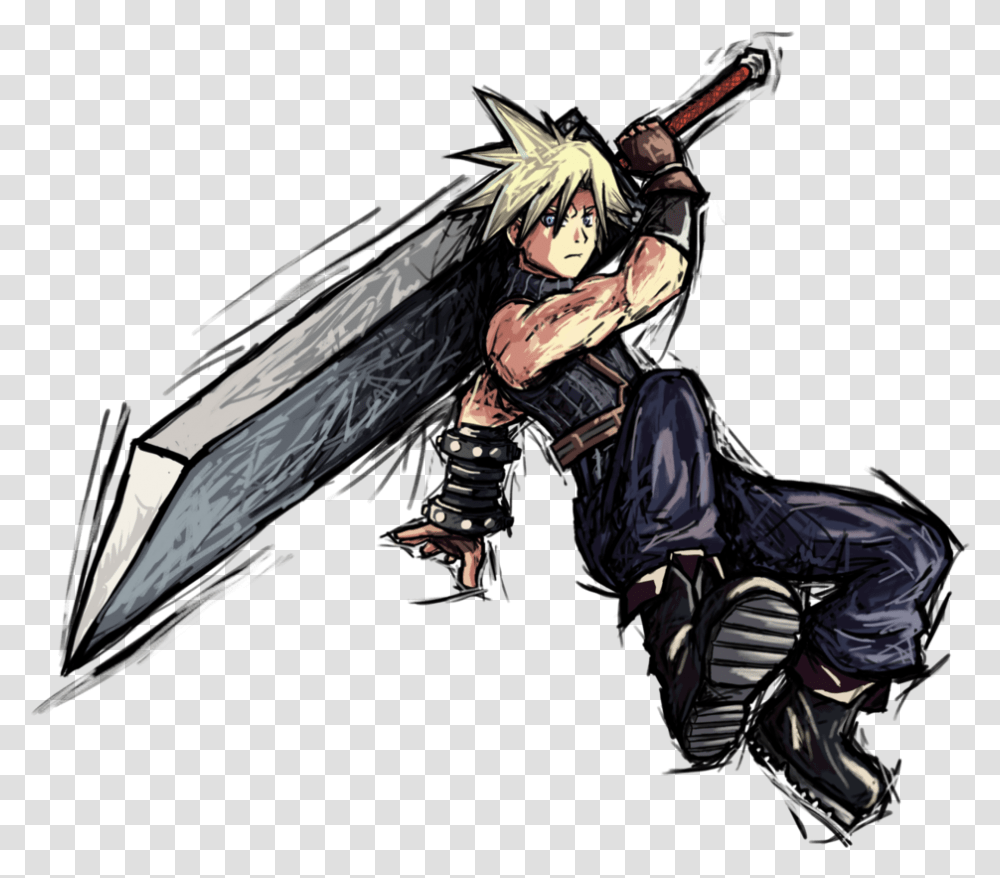 Cloud Strife Drawing Cloud Super Smash Bros Drawing, Person, Human, Manga, Comics Transparent Png