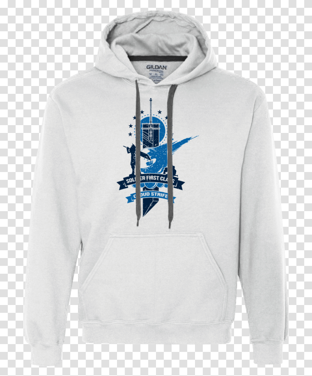 Cloud Strife White Premium Fleece Hoodie - Teelindy Long Sleeve, Clothing, Apparel, Sweatshirt, Sweater Transparent Png