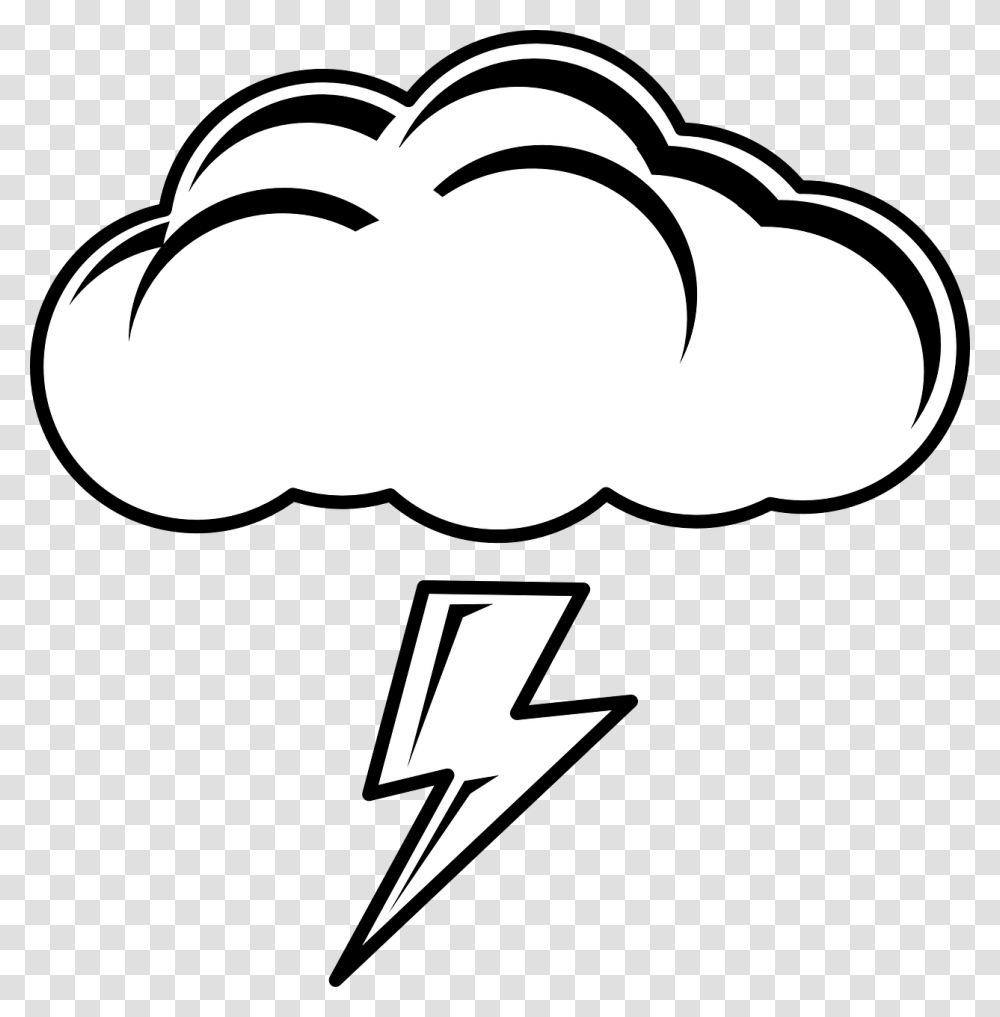 Cloud Thundercloud Storm Lightning Clipart Black And White, Stencil, Symbol, Mustache, Logo Transparent Png