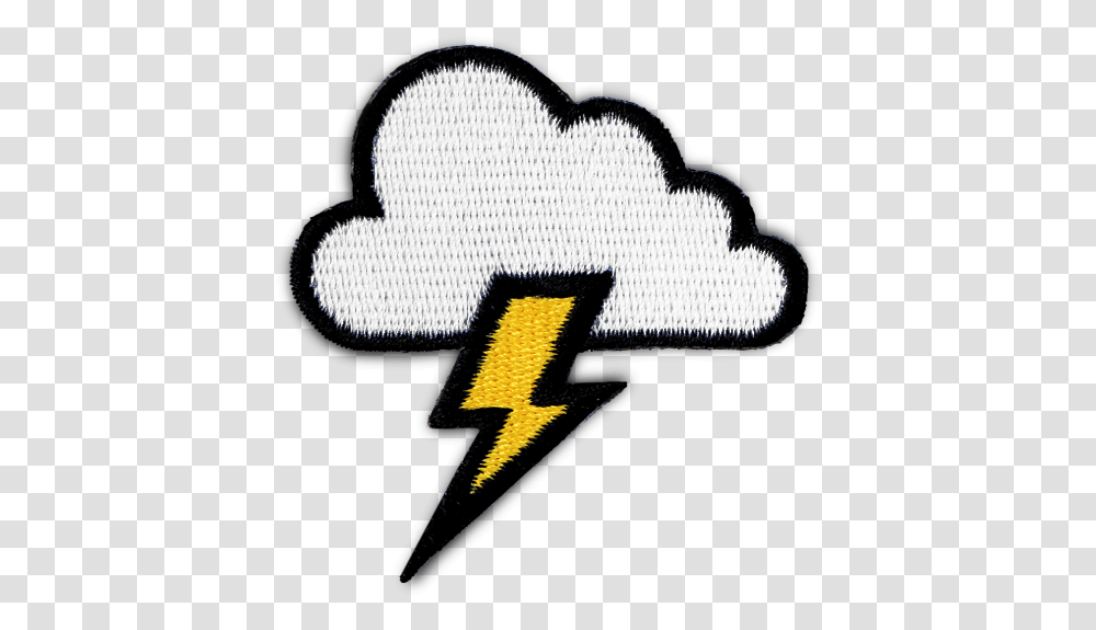 Cloud & Lightning Bolt Patch Lightning Bolt Through A Cloud, Symbol, Text, Logo, Trademark Transparent Png