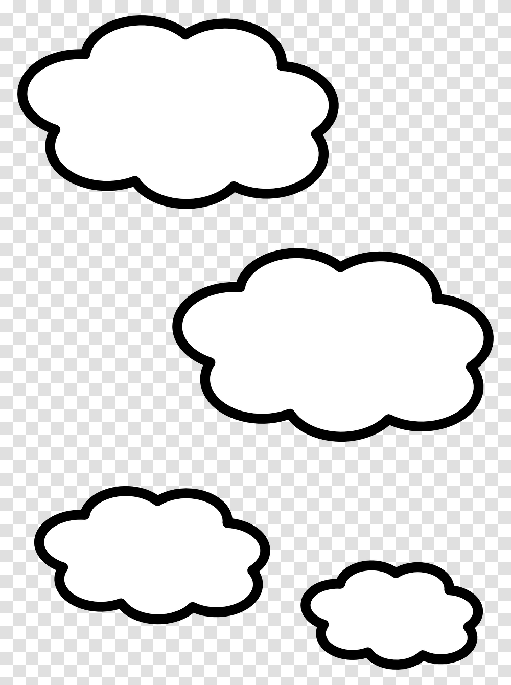 Cloud White Shapes Free Picture Clip Art Clouds Black And White, Stencil, Silhouette, Texture Transparent Png