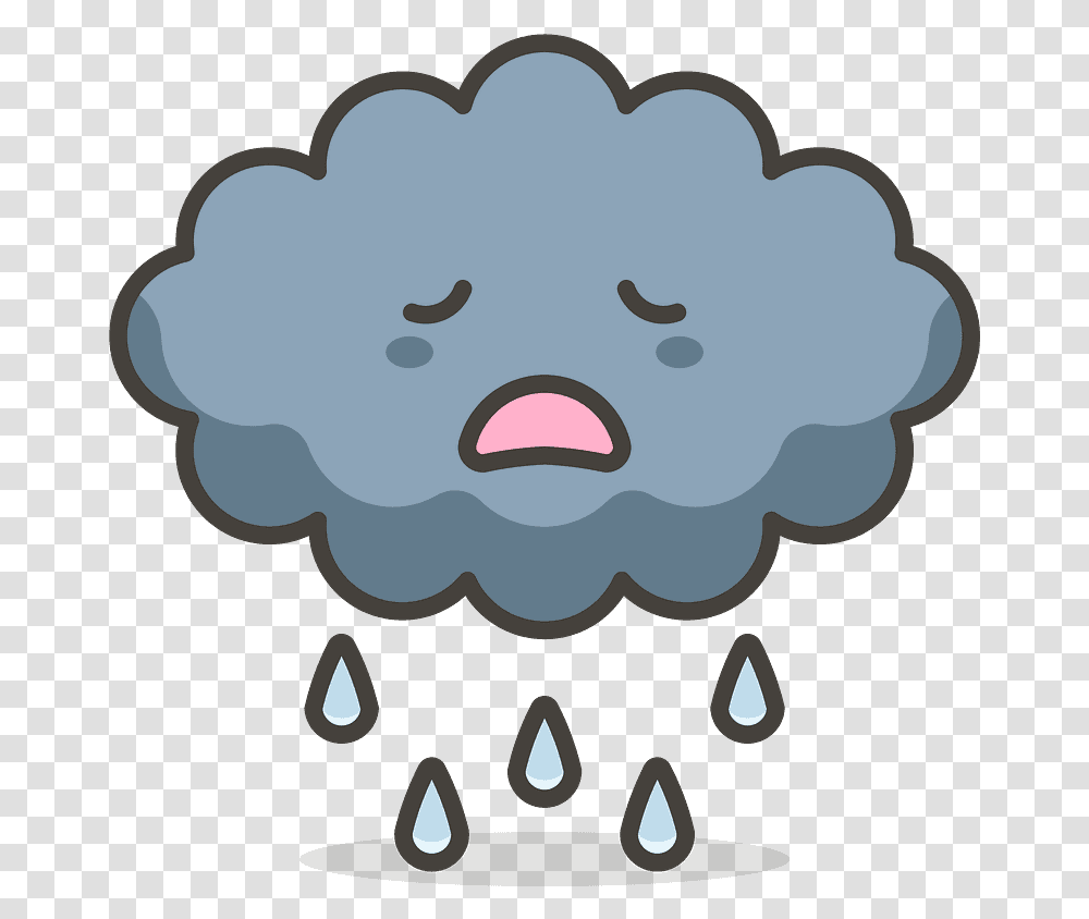 Cloud With Rain Emoji Clipart Cartoon Cloud Gif, Plant, Teeth, Mouth, Flower Transparent Png