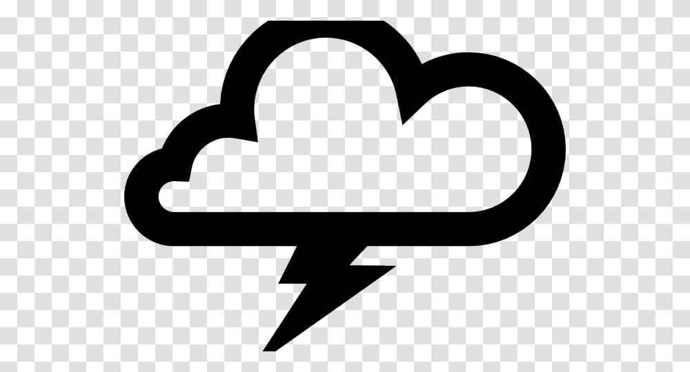 Cloud With Thunder Clipart, Heart, Stencil, Silhouette Transparent Png
