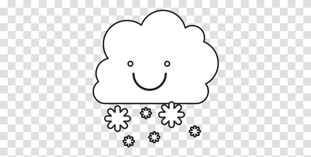 Clouds And Snow Fall Happy, Label, Text, Stencil, Sticker Transparent Png