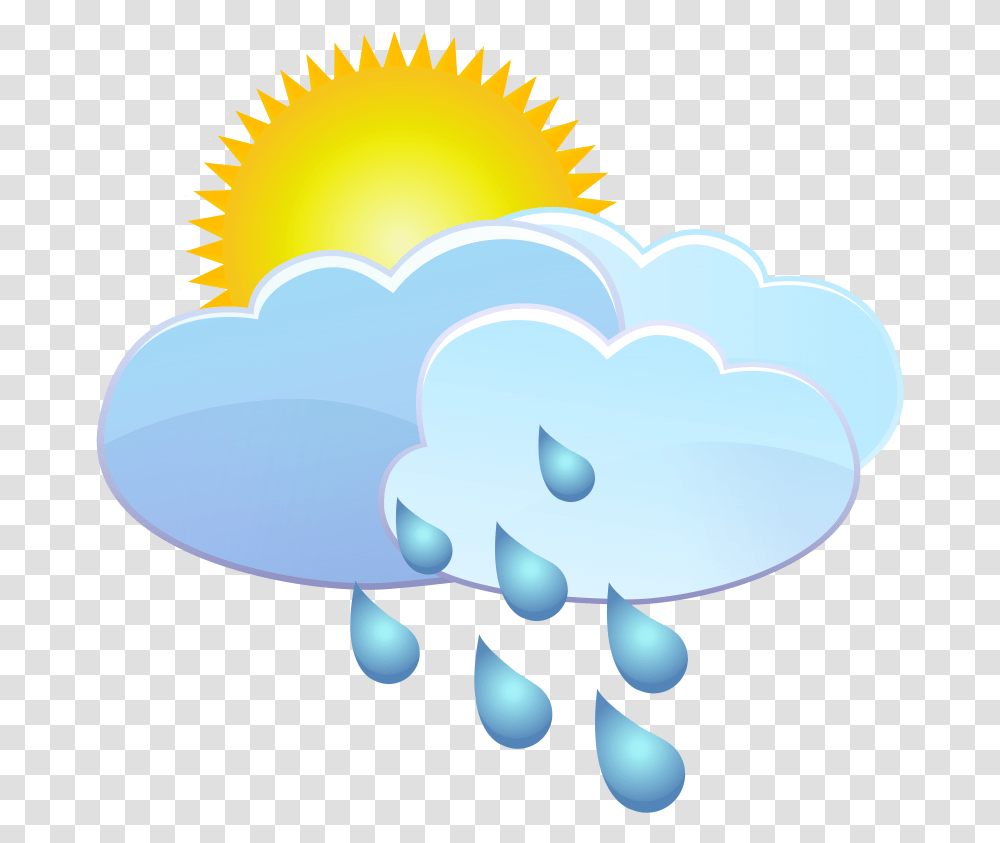 Clouds Sun And Rain Drops Weather Icon Sun And Rain Clipart, Animal, Outdoors, Bird, Lamp Transparent Png