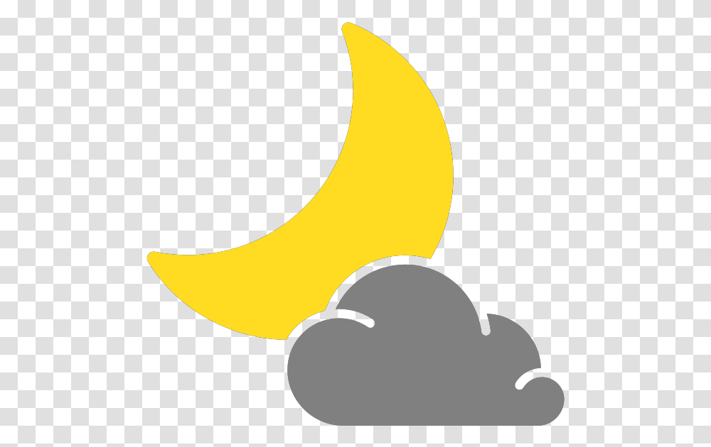 Cloudy Clipart Weather Icon Cloudy Night Weather Symbol, Banana, Fruit, Plant, Food Transparent Png