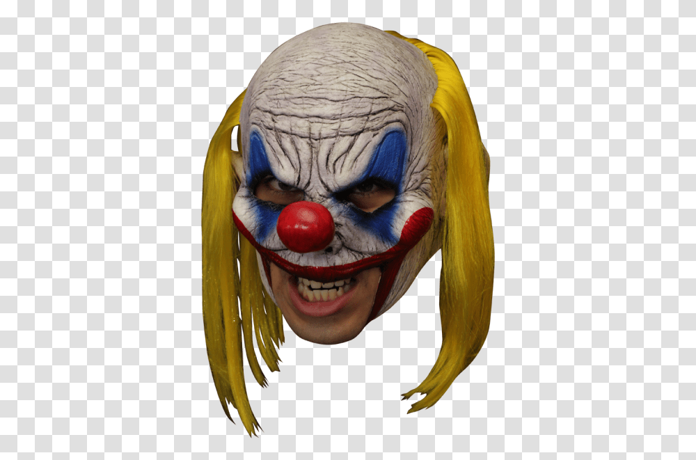 Clown Clooney Mask Chinless Deluxe Latex Adult Demented Evil Hair Scary 27534 Clown, Performer, Person, Human, Mime Transparent Png
