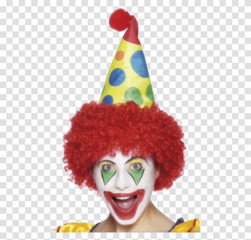 Clown Hat With Wig Clown Hat, Clothing, Apparel, Performer, Person Transparent Png
