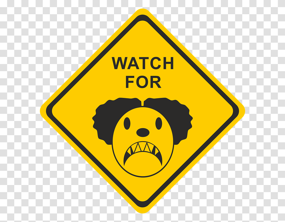 Clown Horror Halloween Unscrupulously Creepy Trend Golf Cart Warning Sign, Road Sign Transparent Png