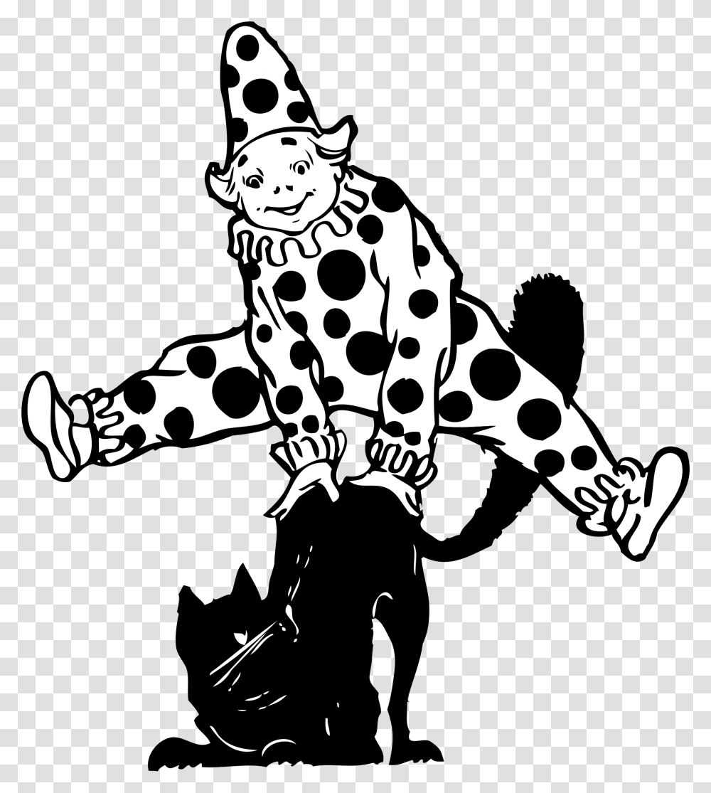 Clown Jumping Over Cat Clip Arts Jump Clown Clip Art White And Black, Stencil, Face Transparent Png