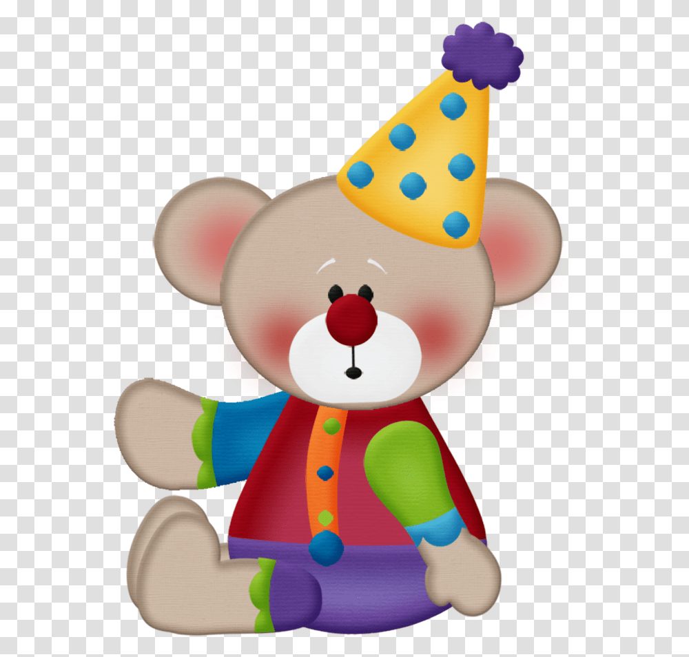 Clown Party Circus Party Art Birthday Circus Birthday Oso De Circo Animado, Toy, Apparel, Hat Transparent Png