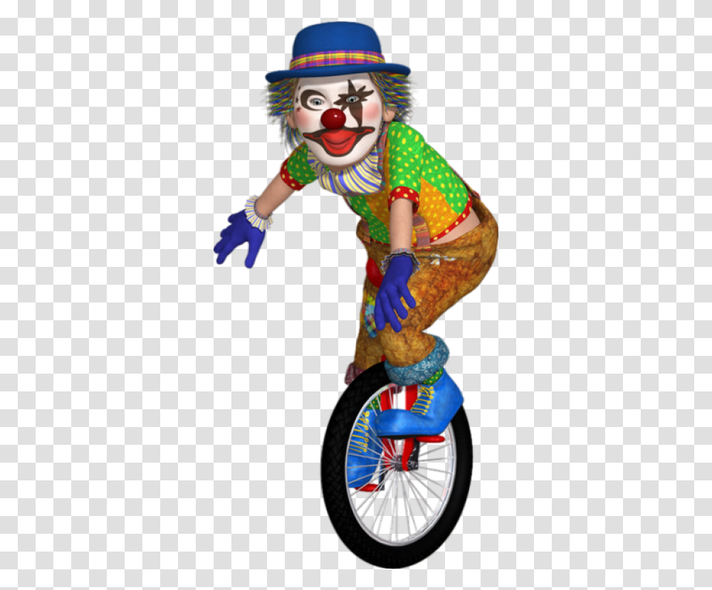 Clown Unicycle Clown On A Unicycle, Toy, Figurine, Person, Doll Transparent Png