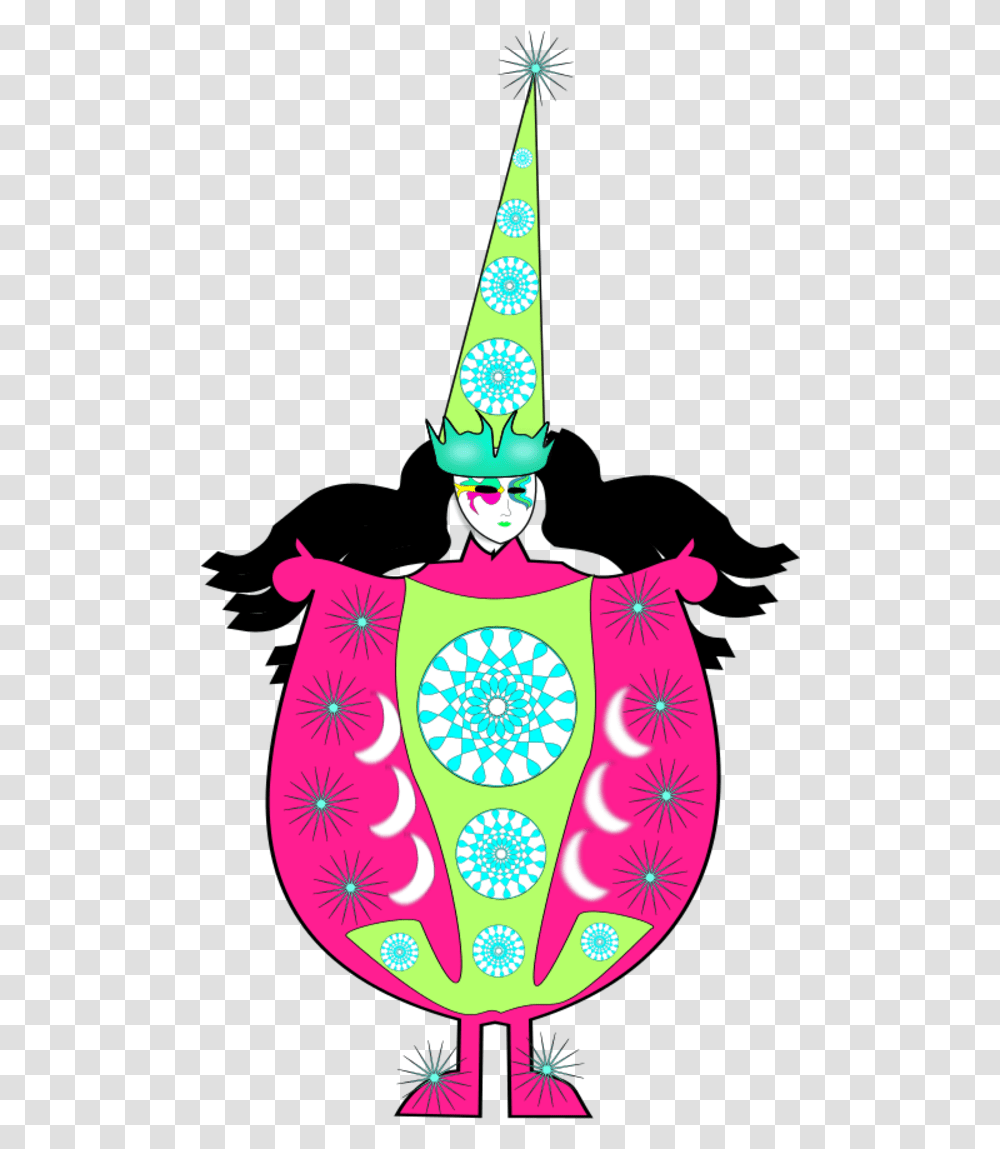 Clown Wearing Large Dress And Long Hat Clown, Performer, Apparel, Party Hat Transparent Png