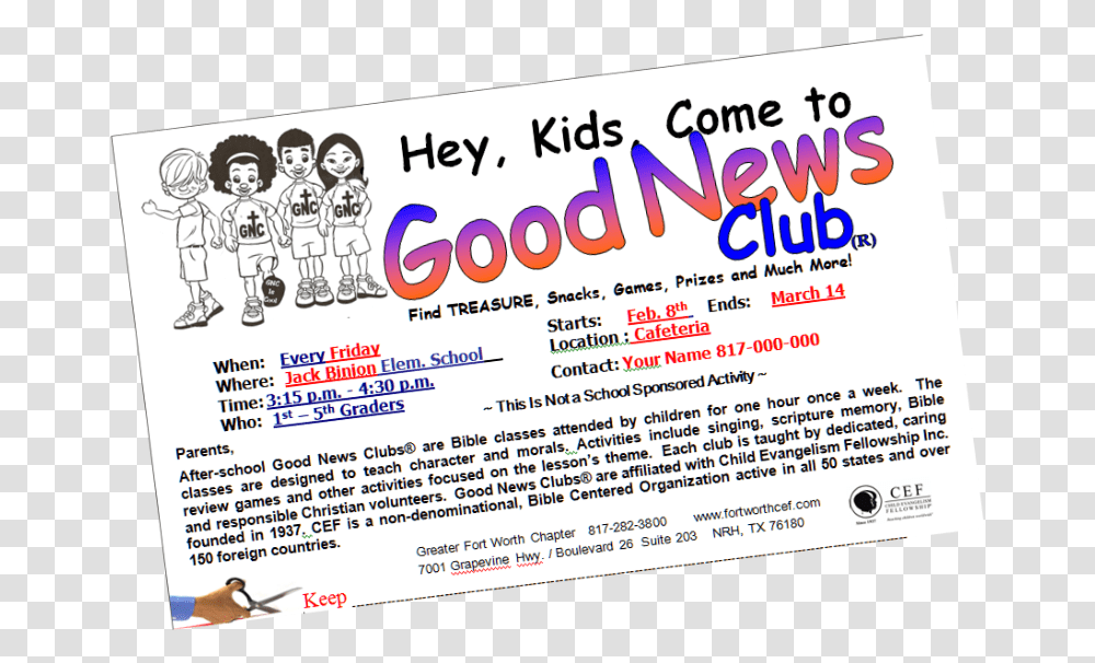 Club Flyer Good News Club At Schools, Advertisement, Poster, Paper, Brochure Transparent Png
