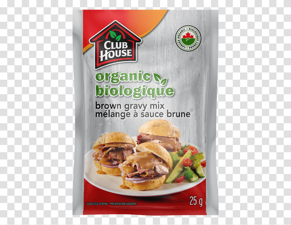 Club House Organice Brown Gravy, Burger, Food, Advertisement Transparent Png