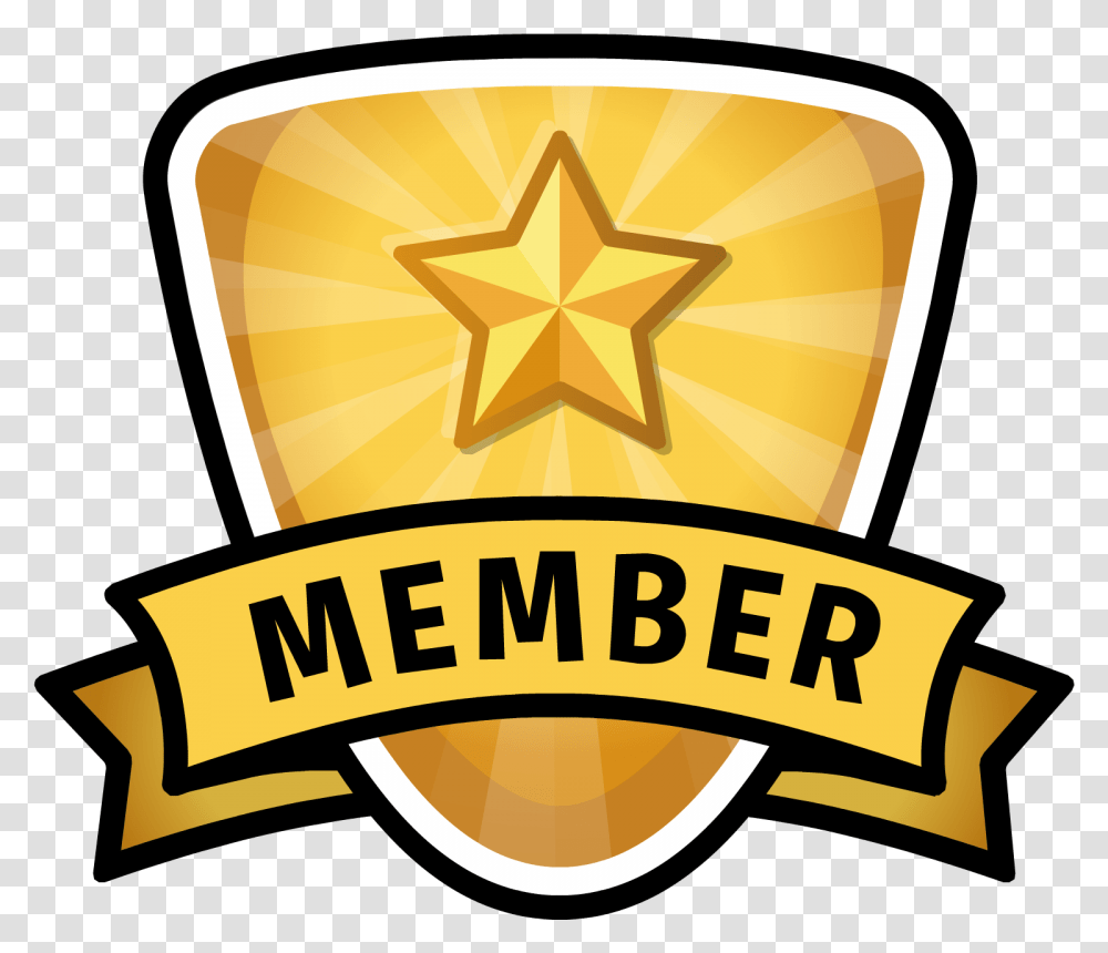 Club Penguin Membership Logo Member Badge, Symbol, Trademark, Gold, Emblem Transparent Png