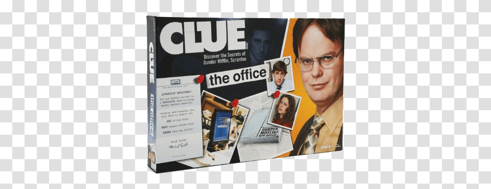 Clue The Office Edition Board Game Ht Exclusive Geekygood Office Clue Board Game, Person, Face, Text, Flyer Transparent Png