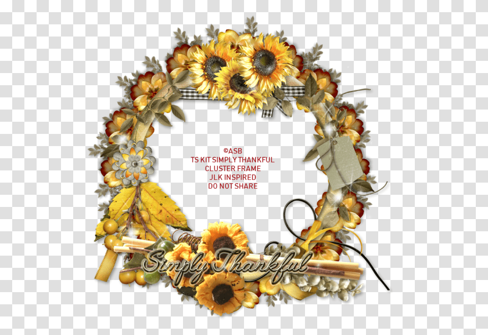 Cluster Frames Asbcfst Vi Sunflower, Wreath Transparent Png