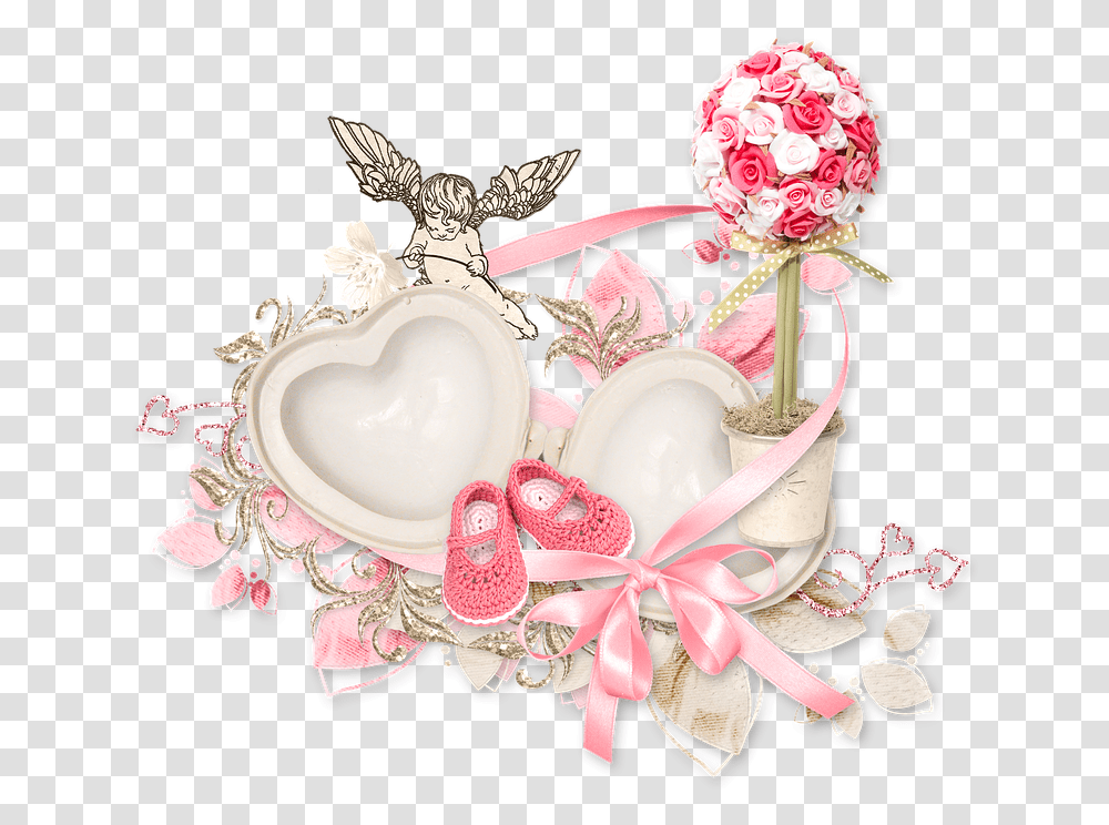 Cluster Heart Cupid Free Photo On Pixabay Good Morning White Flowers Heart, Jewelry, Accessories, Accessory, Wedding Cake Transparent Png