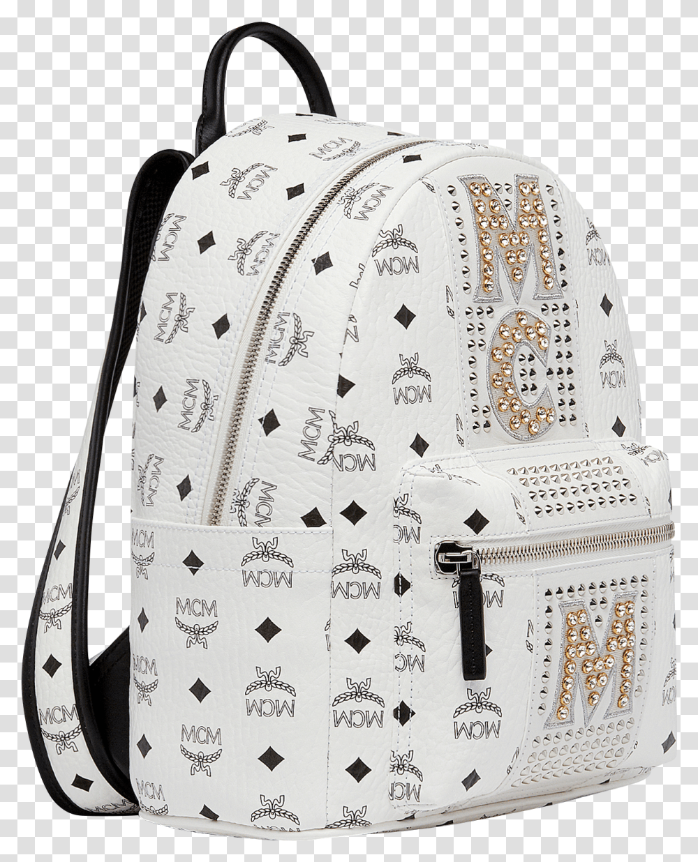 Cm 125 Stark Logo Stripe Backpack In Visetos White For Teen, Accessories, Accessory, Handbag, Purse Transparent Png