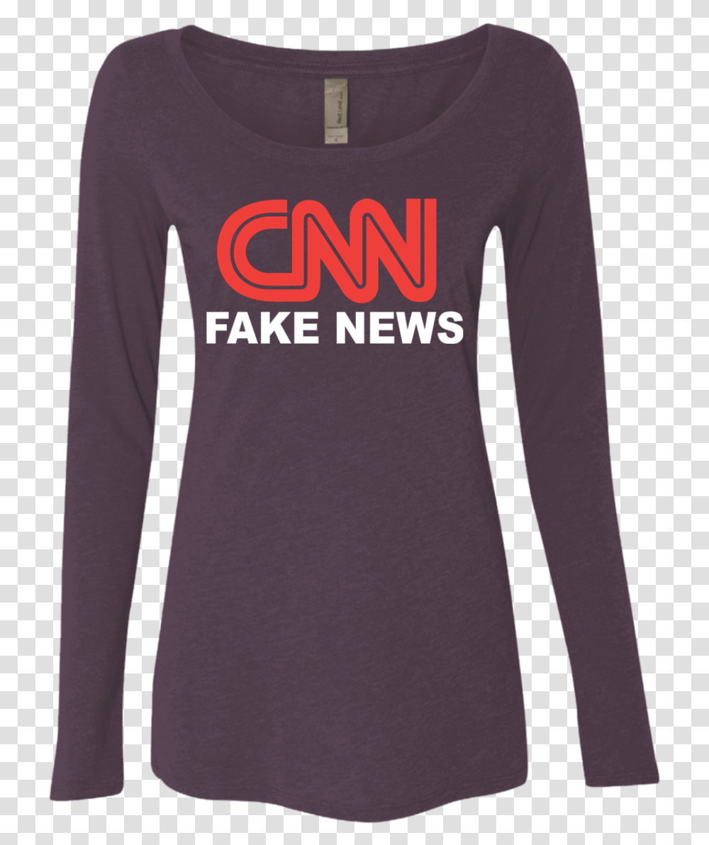 Cnn Fake News Ladies Triblend Scoop Long Sleeve, Clothing, Apparel, T-Shirt Transparent Png